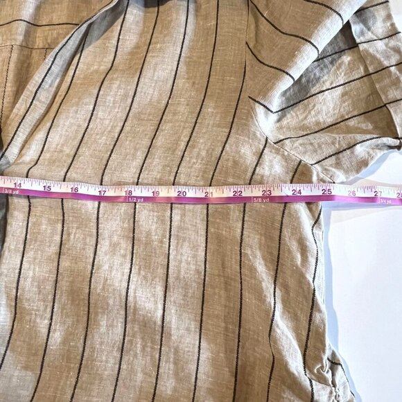 Sanctuary Ocean Button Down Shirt 1X Linen Blend Neutral Coastal Grandma Stripes - Picture 6 of 8